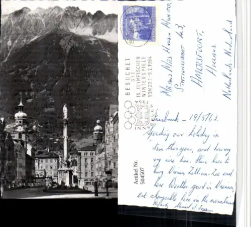 504507,Innsbruck Maria Theresienstraße Annasäule Bergkulisse
