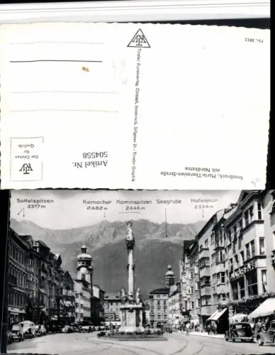 504558,Innsbruck Maria Theresien-Straße Annasäule Oldtimer Bergkulisse