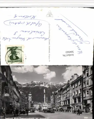 504563,Innsbruck Maria Theresien-Straße m. Annasäule Bergkulisse