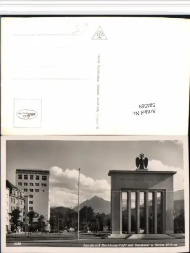 504569,Innsbruck Hochhaus-Cafe m. Denkmal Monument geg. Serles