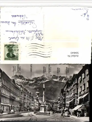 504643,Innsbruck Maria Theresienstraße Annasäule VW-Käfer Bergkulisse