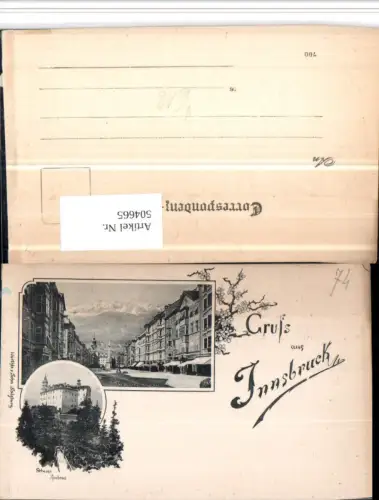 504665,Litho Innsbruck Theresienstraße Schloss Ambras pub Würthle e Sohn