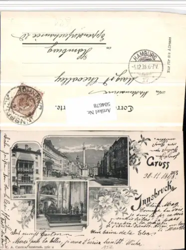 504678,Litho Innsbruck Goldenes Dachl Kirche Mehrbildkarte pub Czichna 3561/e
