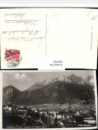 504705,Innsbruck Teilansicht m. Berg Isel Bergkulisse pub Karl Redlich B2