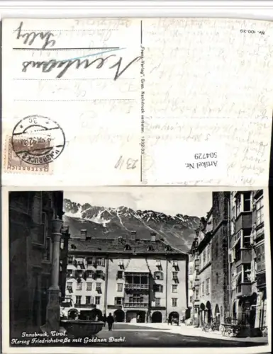 504729,Innsbruck Herzog Friedrichstraße m. Goldenem Dachl Brunnen
