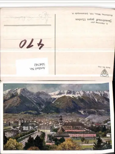 504742,Künstler AK L. Scheiring Innsbruck Totale pub Dt. Schulverein 1741