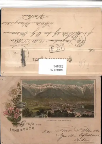520295,Litho Gruß aus Innsbruck Totale Bergkulisse pub Ottmar Zieher
