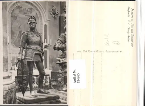 524265,Foto AK Innsbruck Hofkirche König Arthur Statue