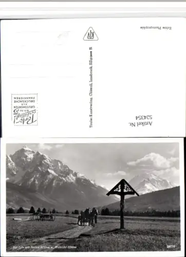 524354,Igls b. Innsbruck Wegkreuz Kutsche m. Serles Bergkulisse