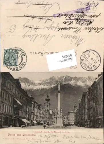 547375,tolle AK Innsbruck Maria Theresienstrasse Nachsendung pub Ernst Schmid