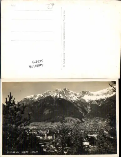 547479,Foto-AK Innsbruck gegen Norden Nordkette pub Ad. Künz