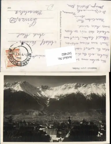 547482,Foto-AK Innsbruck gegen Norden Nordkette pub Adolf Künz