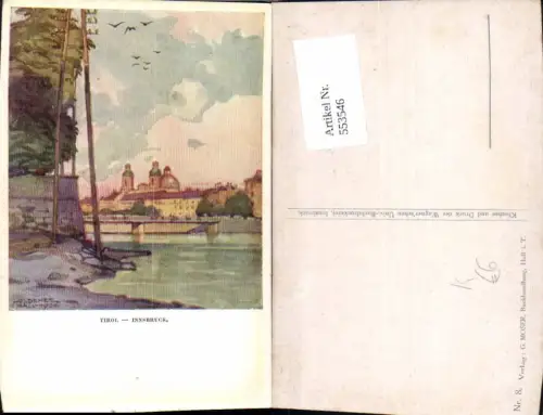 553546,tolle Künstler AK J. Demetz Hall Innsbruck Kai Brücke Altstadt