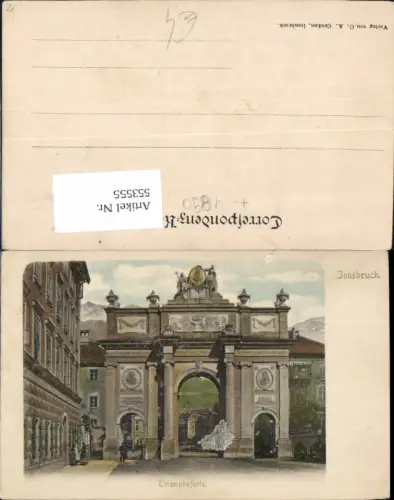 553555,Innsbruck Triumphpforte colorierte Litho pub Czichna