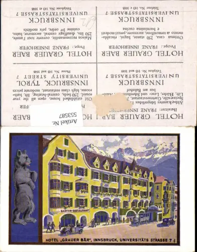 553587,tolle Künstler AK Reklame Innsbruck Hotel Grauer Bär