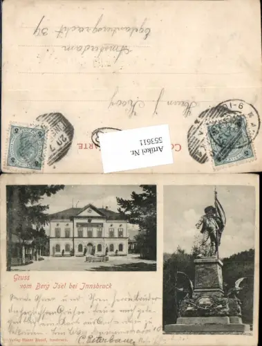 553611,Innsbruck Gruß vom Berg Isel Andreas Hofer Denkmal Schiesstätte
