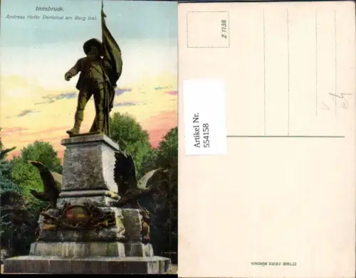 554158,Innsbruck Berg Isel Andreas Hofer Denkmal Statue pub Zieher Z 1138