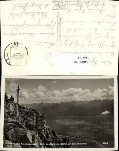 566853,Foto Ak Innsbruck Nordkettenbahn Gipfel d. Hafelekar m. d. Unterinntal
