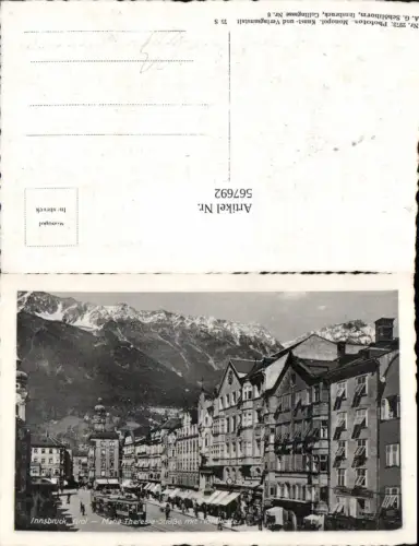 567692,Foto Ak Innsbruck Maria-Theresia-Straße m. Nordkette Straßenbahn