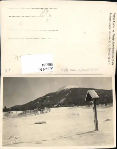568034,Foto Ak Innsbruck Igls Blick auf Patscherkofel Winteransicht Wegkreuz pub Richard Müller