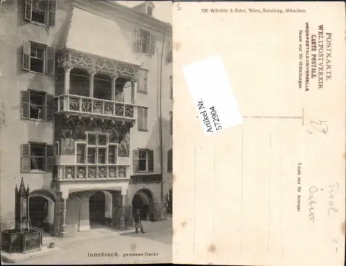 572904,Innsbruck Goldenes Dachl pub Würthle u. Sohn 730