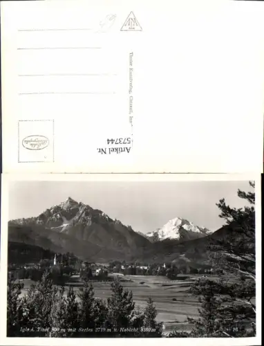 573744,Foto Ak Igls Innsbruck m. Serles u. Habicht