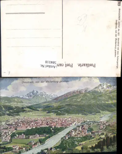 584118,Künstler Ak Innsbruck v. d. Weiherburg gesehen