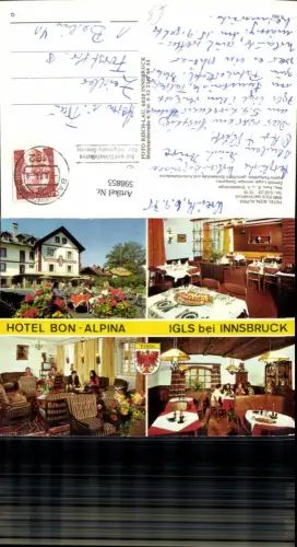 598855,Mehrbild Ak Igls Innsbruck Hotel Bon-Alpina Restaurant Essen