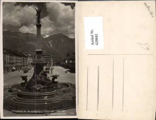 629842,Foto Ak Innsbruck Vereinigungsbrunnen a. Südtiroler Platz Bahnhofsplatz Brunnen