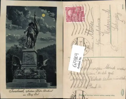 629864,Innsbruck Andreas Hofer-Denkmal a. Berg Isel b. Mondschein Mond