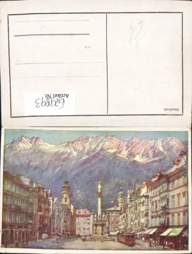 629893,Künstler Ak Innsbruck Maria-Theresien-Straße Annasäule Nordkette Straßenbahn