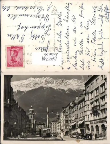 629914,Foto Ak Innsbruck Maria-Theresien-Straße Annasäule Nordkette Straßenbahn