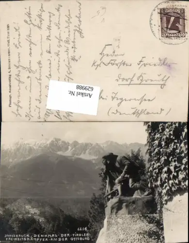 629988,Foto Ak Innsbruck Denkmal d. Tiroler Freiheitskämpfer a. d. Ottoburg pub A. Stockhammer 6216