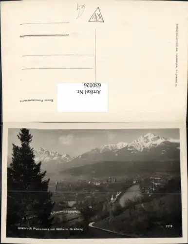 630026,Foto Ak Innsbruck Panorama m. Wilhelm Greilweg