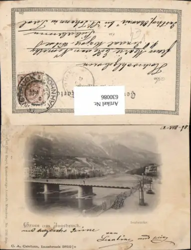630086,Litho Innsbruck Innbrücke Brücke 1898 pub C. A. Czichna 3812e