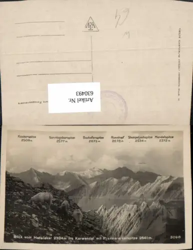 630493,Foto Ak Innsbruck Blick v. Hafelekar ins Karwendel m. Praxmarerkarspitze Schafe