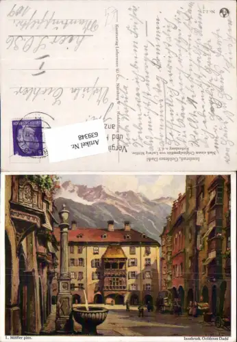 639348,Künstler Ak Ludwig Mößler Innsbruck Goldenes Dachl Brunnen