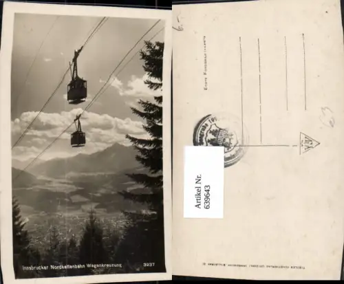 639643,Foto Ak Innsbruck Nordkettenbahn Wagenkreuzung Seilbahn Gondel