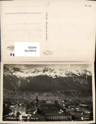 643291,Foto Ak Innsbruck mit Nordkette u. Berg Isel