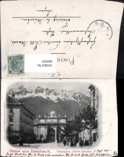 643337,Litho Innsbruck Triumphpforte nördliche Kalkalpen