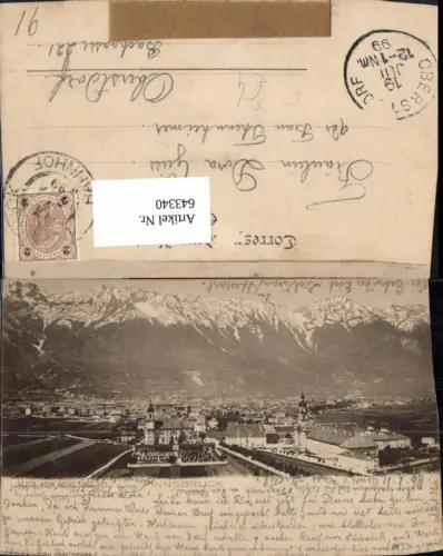 643340,Innsbruck Blick v. Berg Isel Stempel Oberstdorf 1899