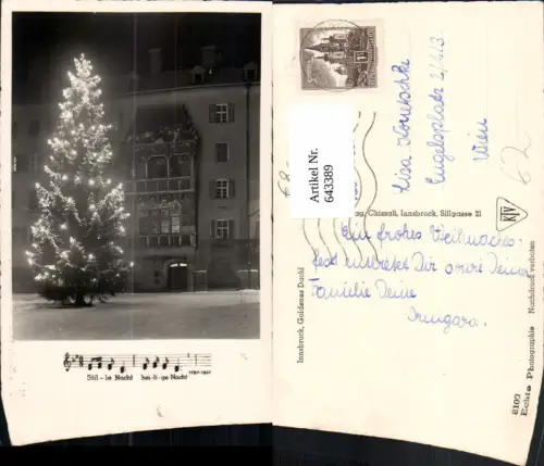 643389,Foto Ak Innsbruck Goldenes Dachl Beleuchteter Baum Weihnachten Winter