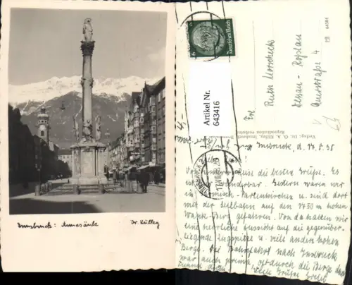643416,Foto Ak Innsbruck Maria Theresienstrasse Annasäule pub Dr. Külley