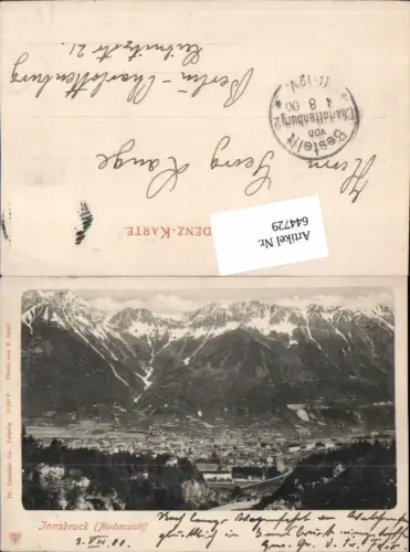644729,Innsbruck Nordansicht um 1900 pub Dr. Trenkler 11341 P Fritz Gratl