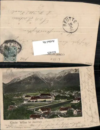 651435,Kloster Wilten b. Innsbruck 1902