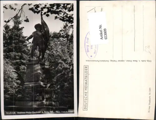653009,Foto Ak Innsbruck Andreas-Hofer-Denkmal Berg Isel Statue