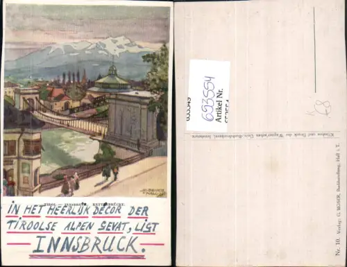 653554,Künstler Ak Demetl Innsbruck Kettenbrücke Brücke