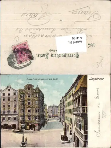 654190,Litho Innsbruck Herzog-Friedrich-Strasse m. Goldenen Dachl