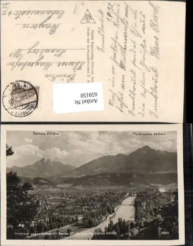 659150,Foto Ak Innsbruck geg. Süden mit Serles u. Nockspitze