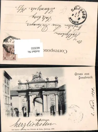 663555,Litho Innsbruck Triumphbogen 1898